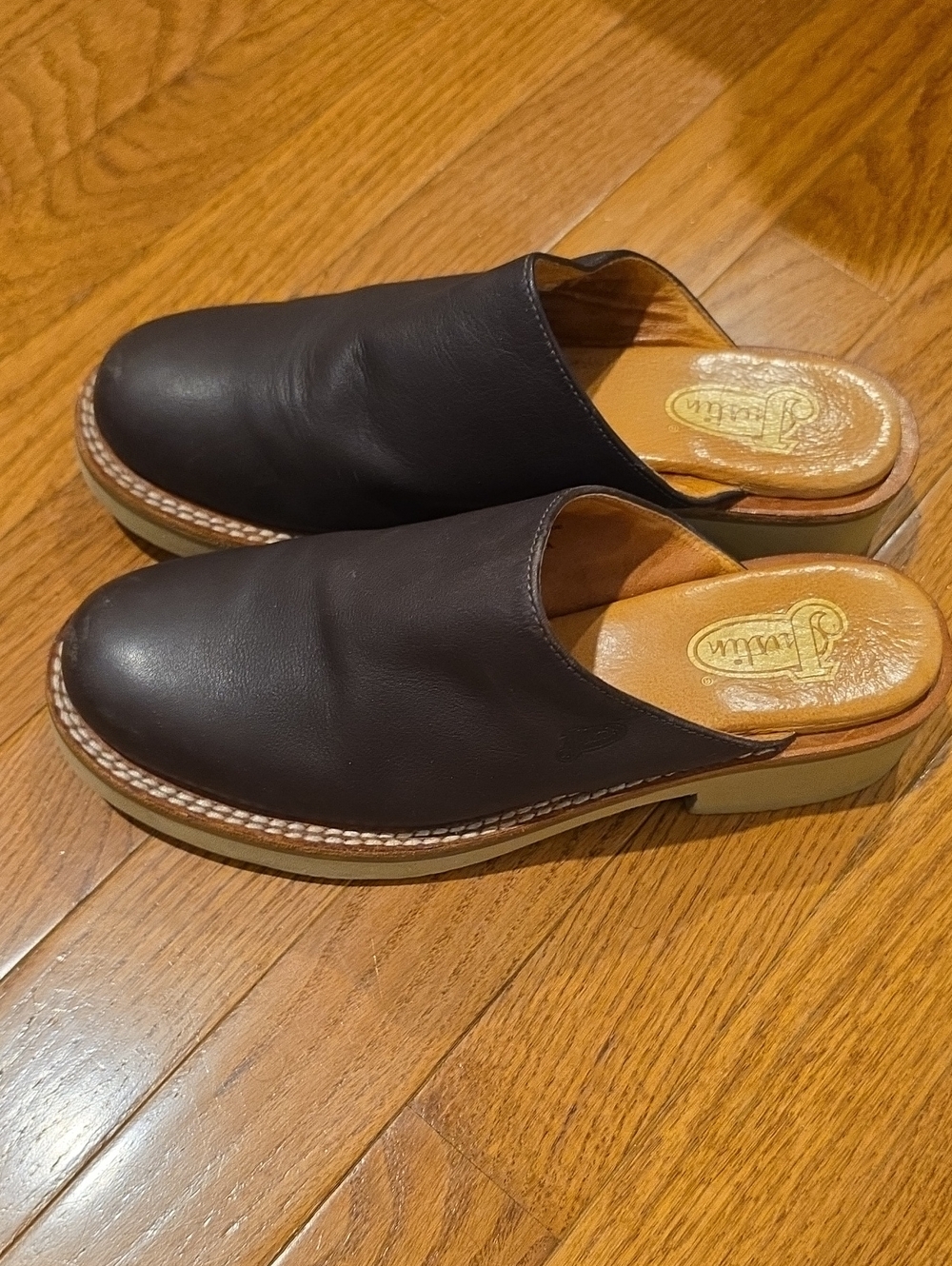 Vintage 90s Justin Leather Chunky Platform Clogs / Mule